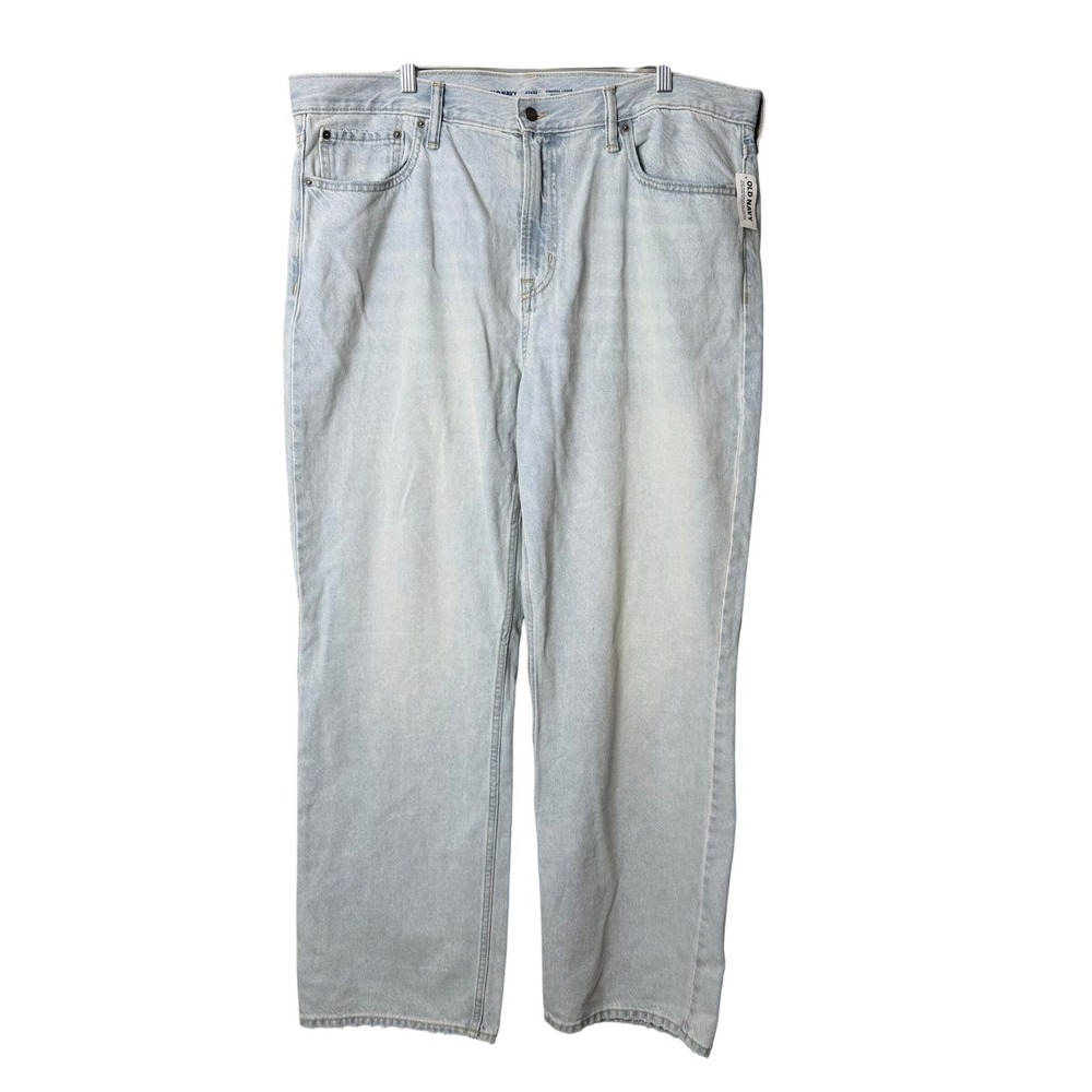 Old Navy Original Loose Jeans Mens 42x32 Light Wash Denim Straight Leg NEW